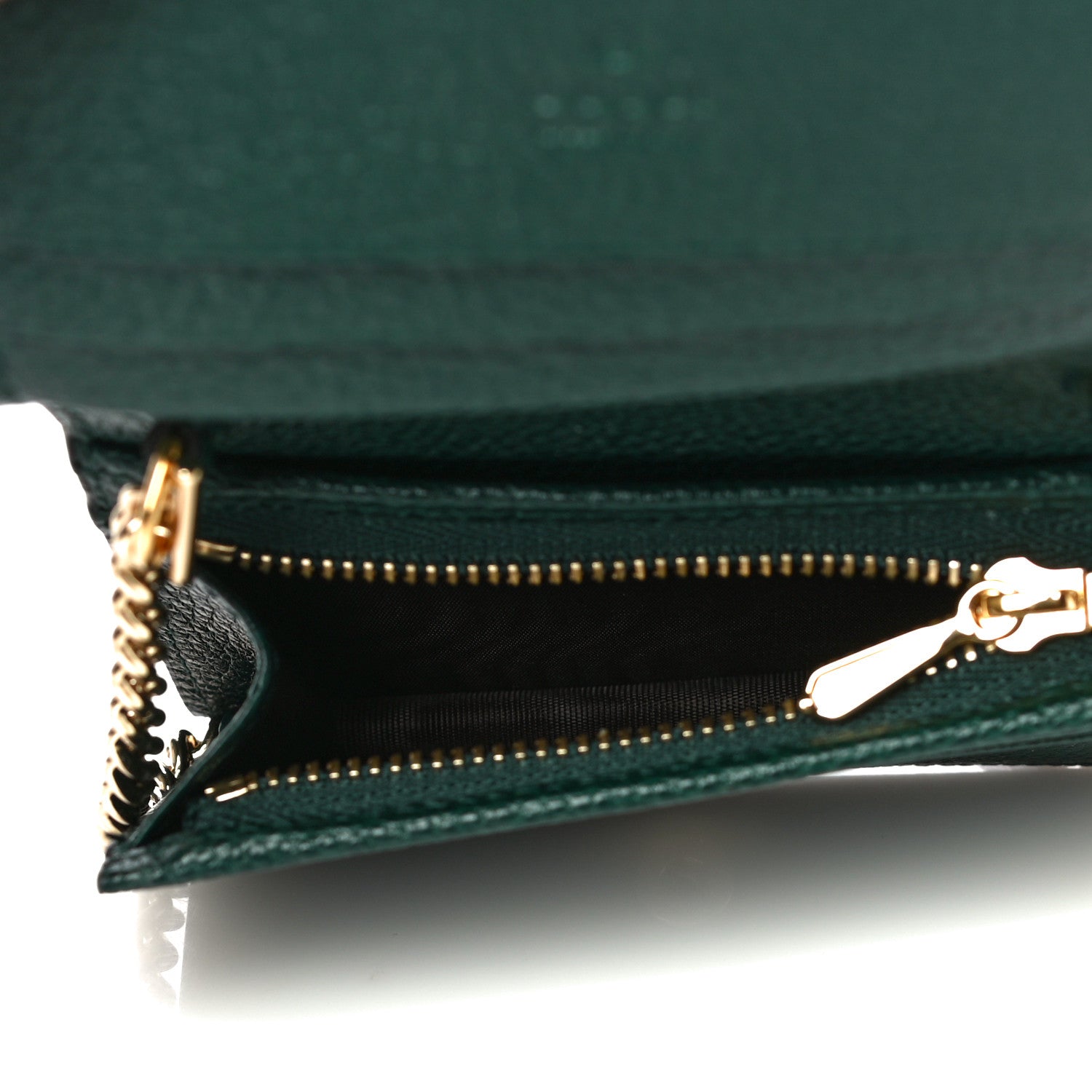 Gucci Grainy Calfskin Zumi Chain Card Case Wallet Vintage Green 5 of 11