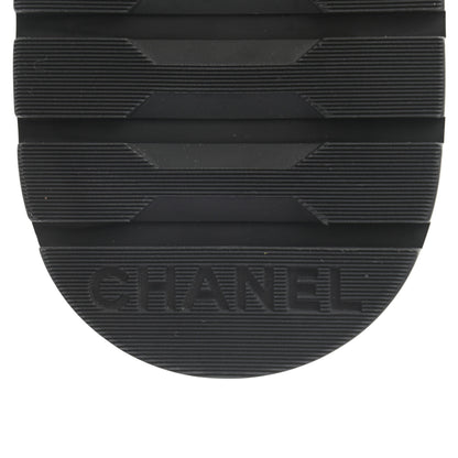 Chanel Calfskin Quilted Lace Up Combat Boots 37.5 Beige Black 7 of 8