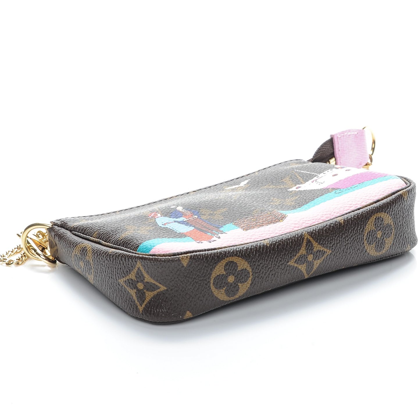 Monogram 2016 Christmas Animation Mini Pochette Accessories Rose Ballerine