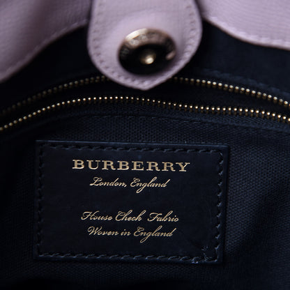 Burberry Grainy Calfskin House Check Small Banner Tote Pale Orchid 9 of 11