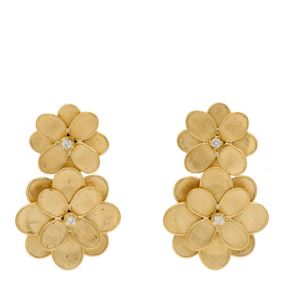 Marco Bicego 18K Yellow Gold Diamond Flower Statement Earrings 1 of 4
