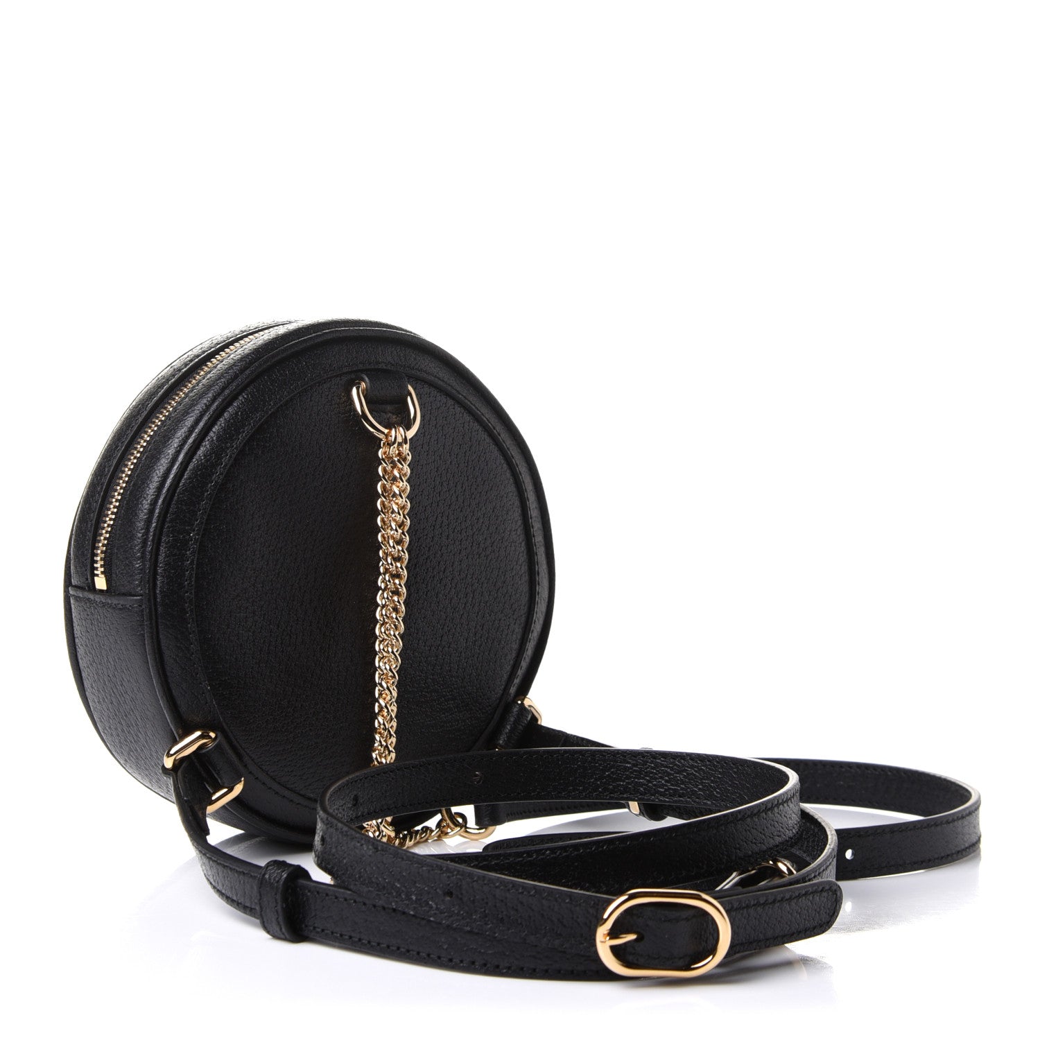 Gucci Grained Calfskin Web Mini Ophidia Round Backpack Black 2 of 10