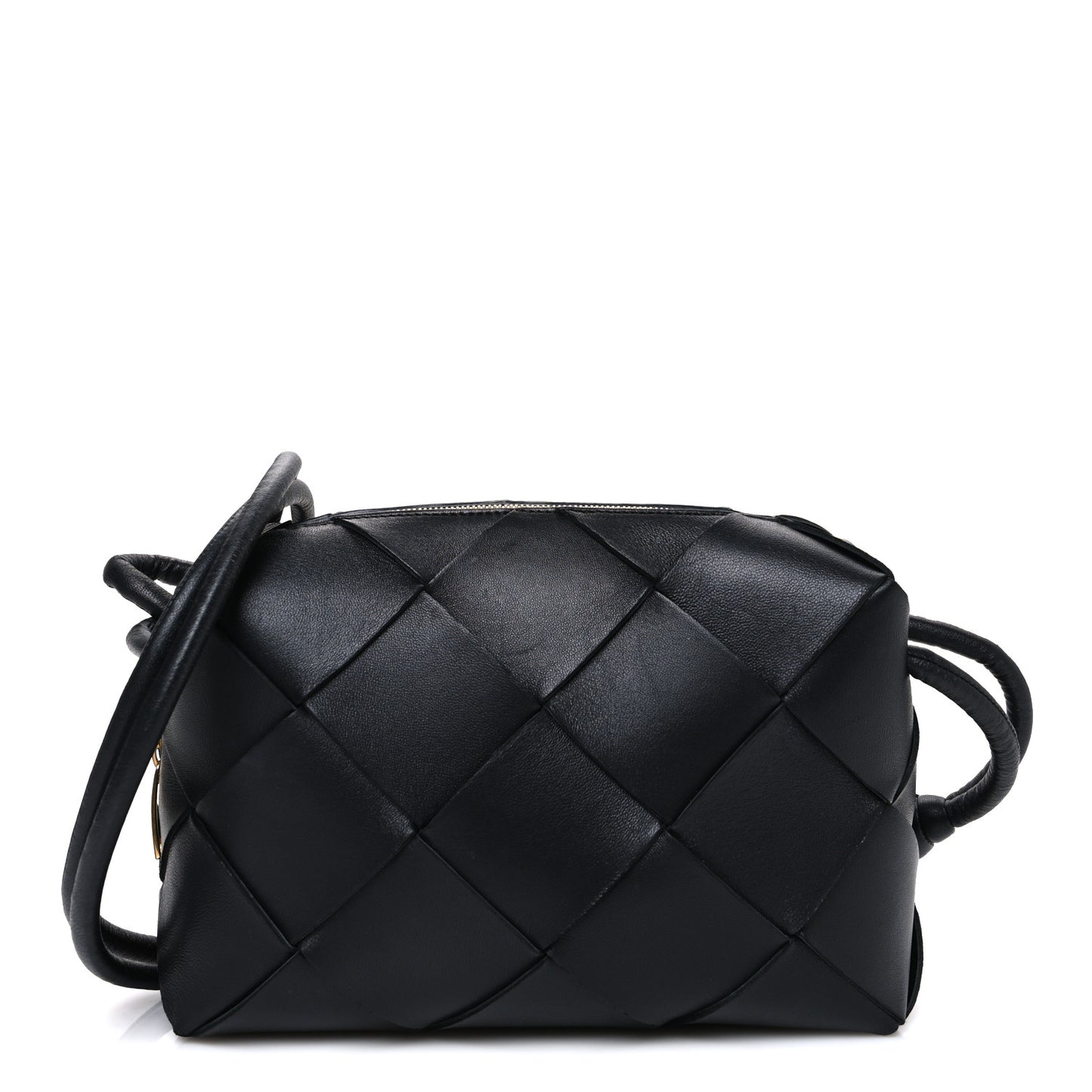 Lambskin Maxi Intreccio Small Cassette Camera Bag Black