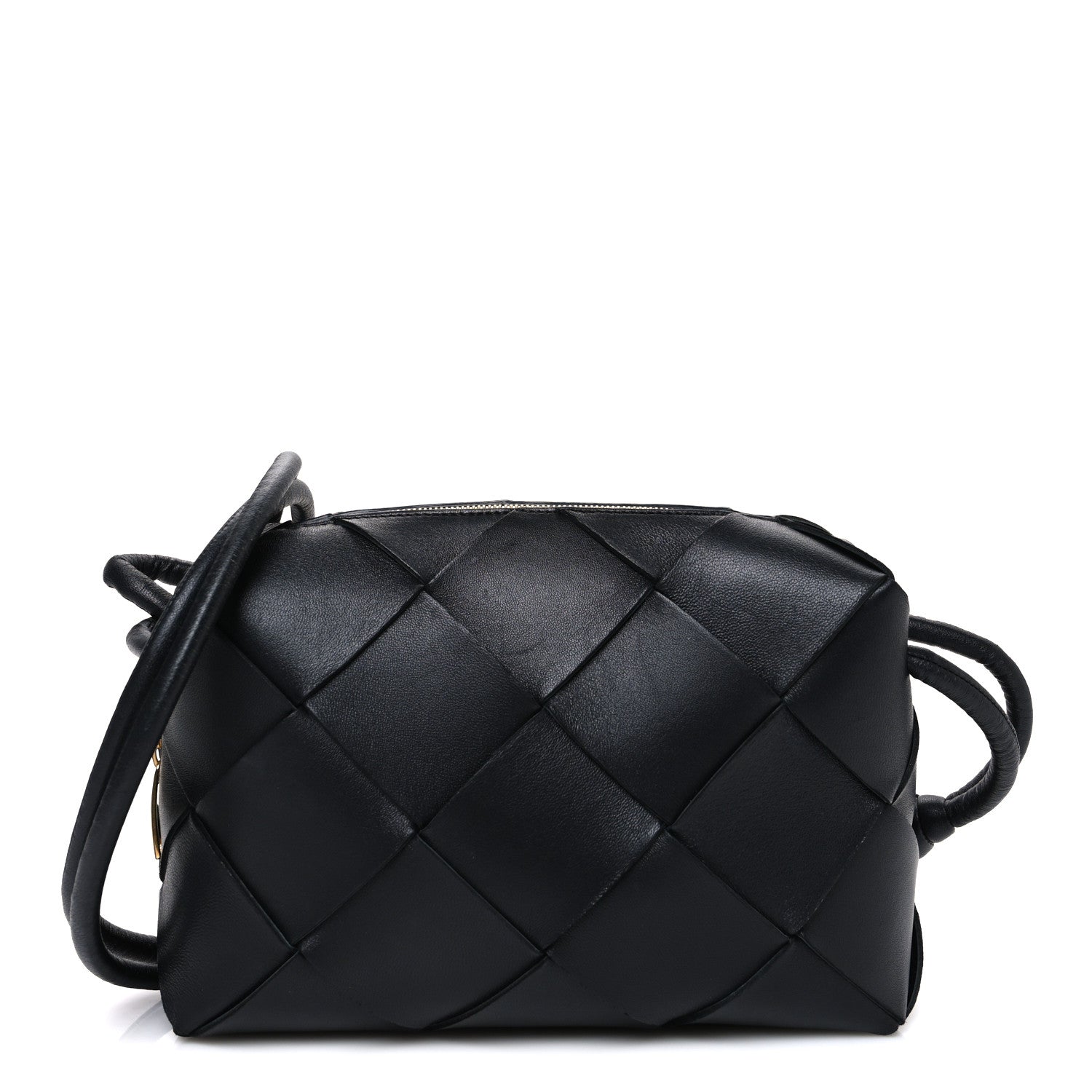 Bottega Veneta Lambskin Maxi Intreccio Small Cassette Camera Bag Black 1 of 9
