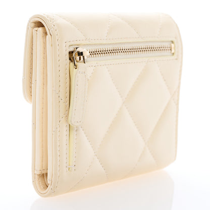 Chanel Iridescent Calfskin Quilted Compact Flap Wallet Beige 3 of 6