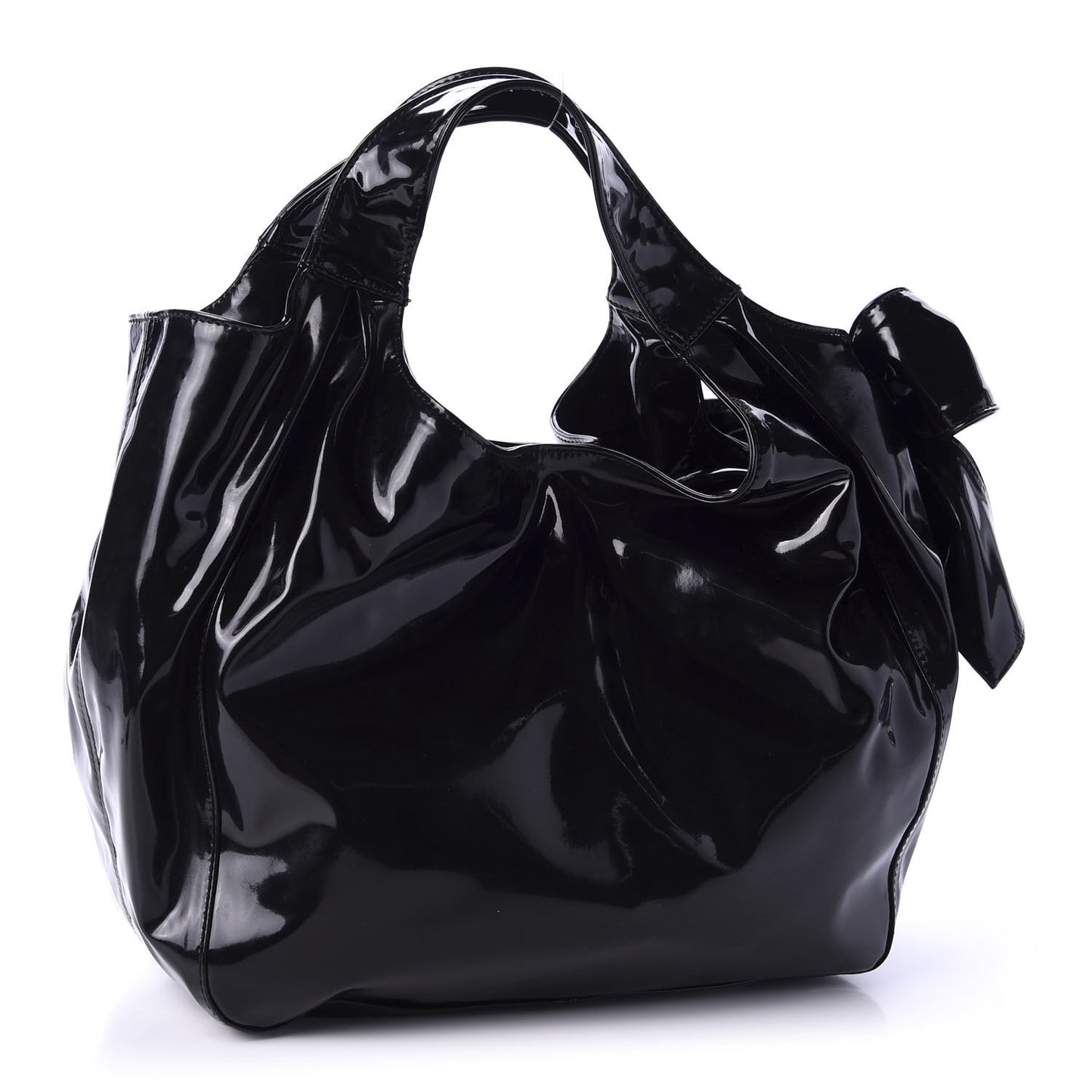 Patent Lacca Small Nuage Bow Hobo Black