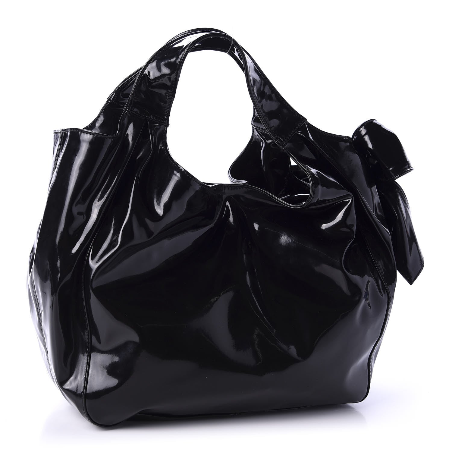 Valentino Garavani Patent Lacca Small Nuage Bow Hobo Black 3 of 12