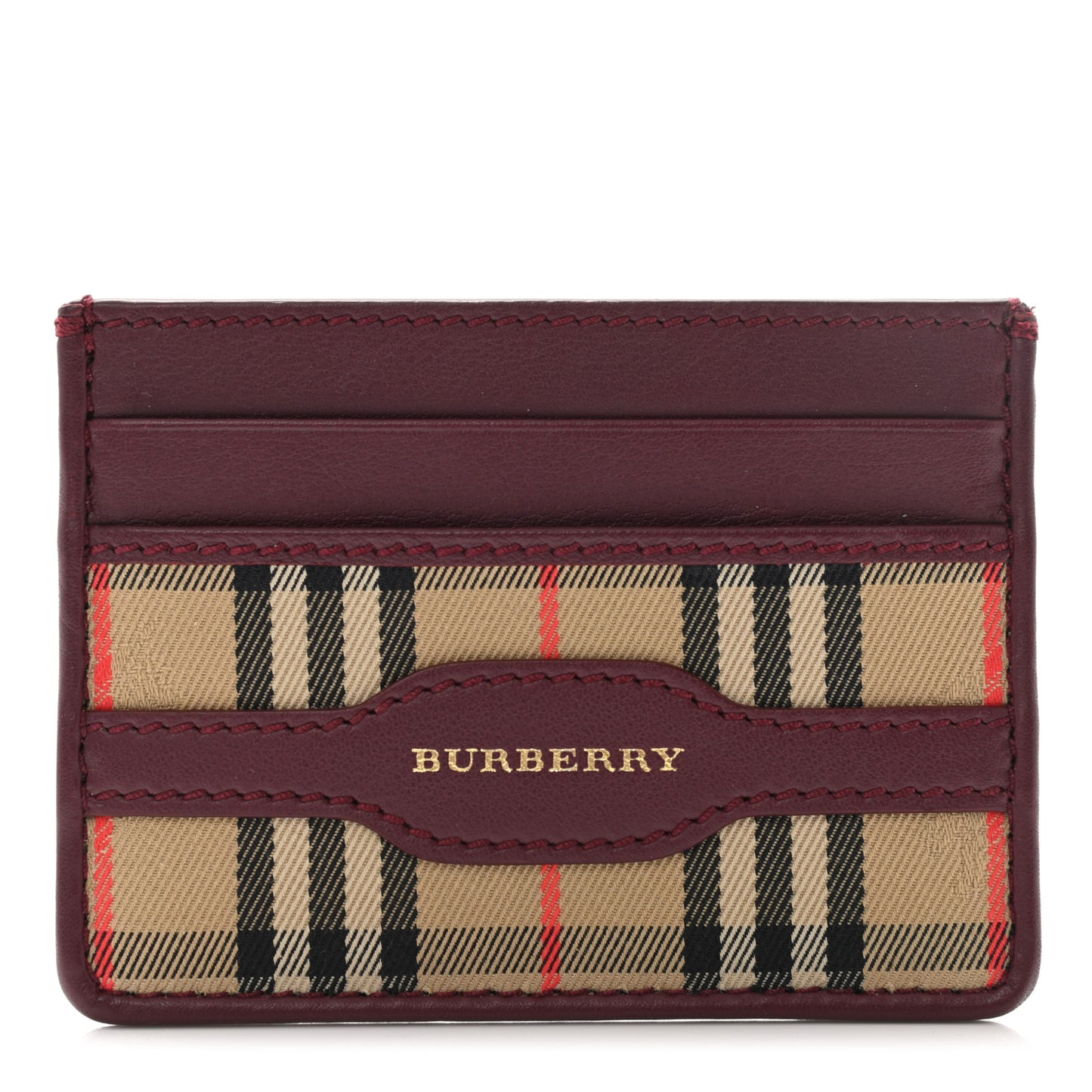 Smooth Calfskin 1983 Knight Check Card Case Antique Red