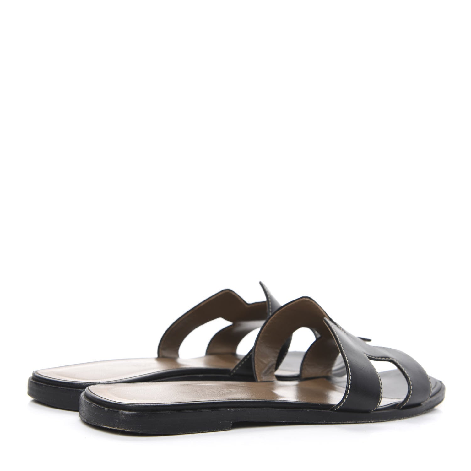 Hermes Box Calfskin Oran Sandals 37.5 Black 4 of 9