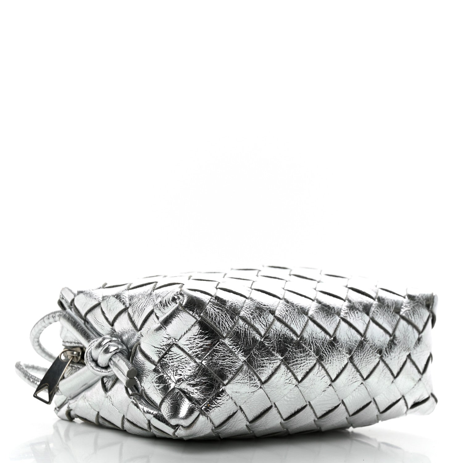 Bottega Veneta Metallic Nappa Intrecciato Mini Looping Crossbody Silver 6 of 19