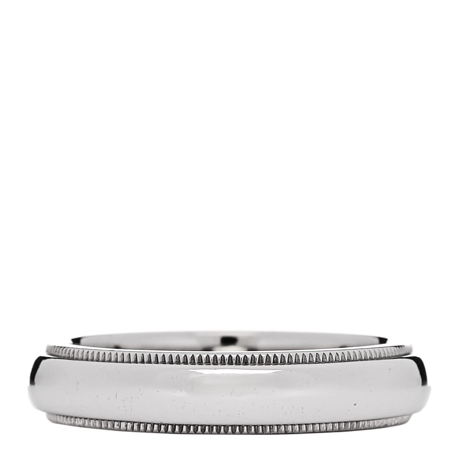 Tiffany Platinum 4mm Together Milgrain Wedding Band Ring  50 5.5 1 of 4