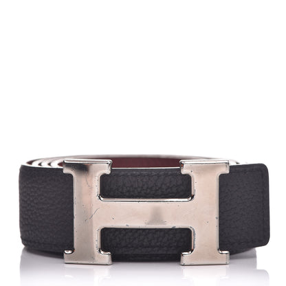 Hermes Togo Box 32mm H Belt 85 Black Rouge H 1 of 18