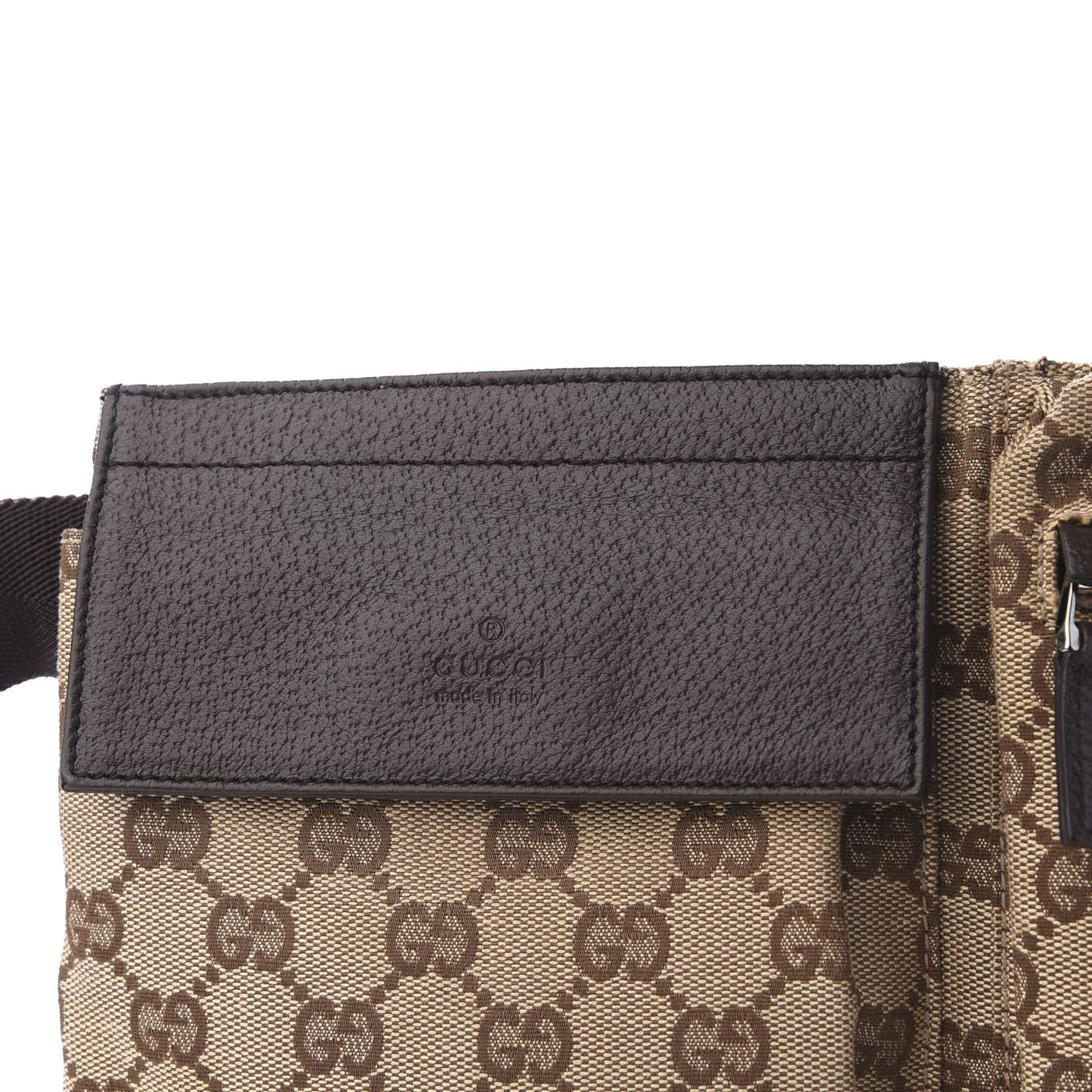 GG Monogram Double Pocket Belt Bag Dark Brown