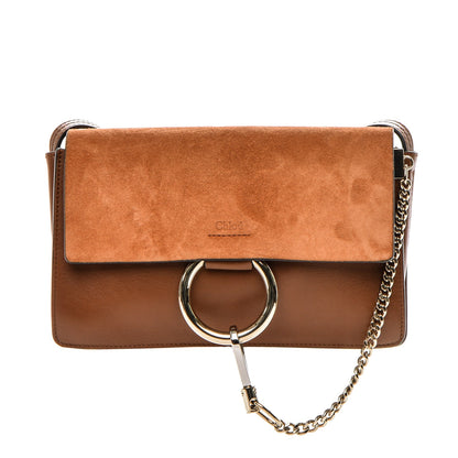 Chloe Suede Calfskin Small Faye Shoulder Bag Tobacco 1 of 7