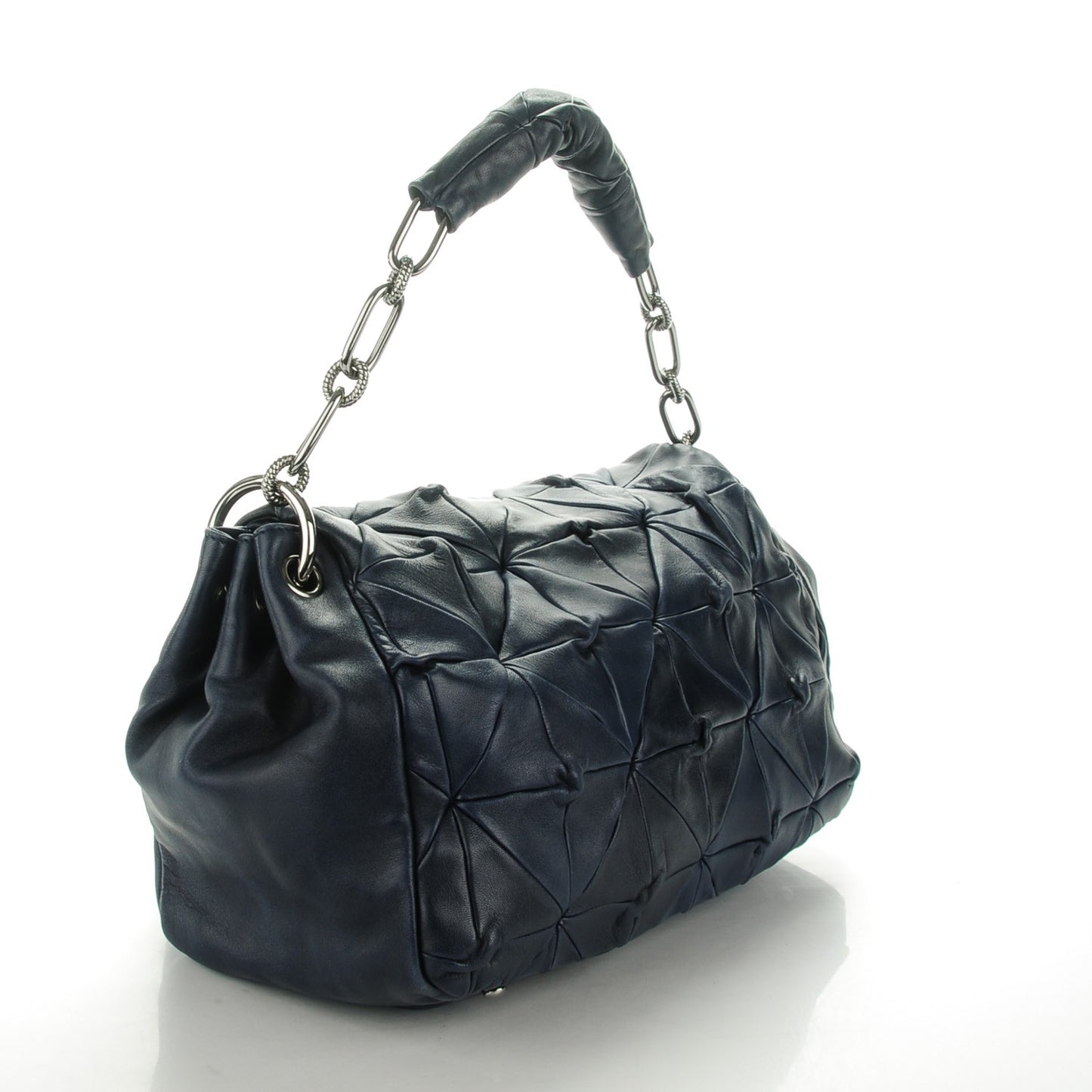 Lambskin Origami Soft Squares Accordion Flap Navy