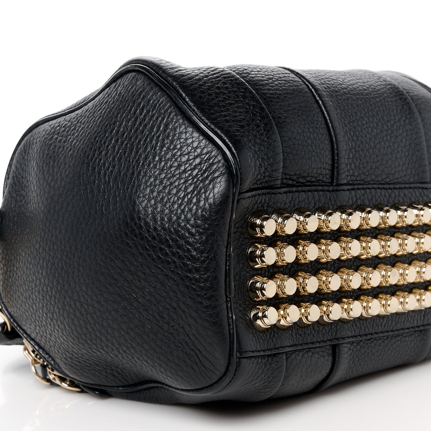 Pebbled Lambskin Mini Rockie Black Pale Gold Hardware