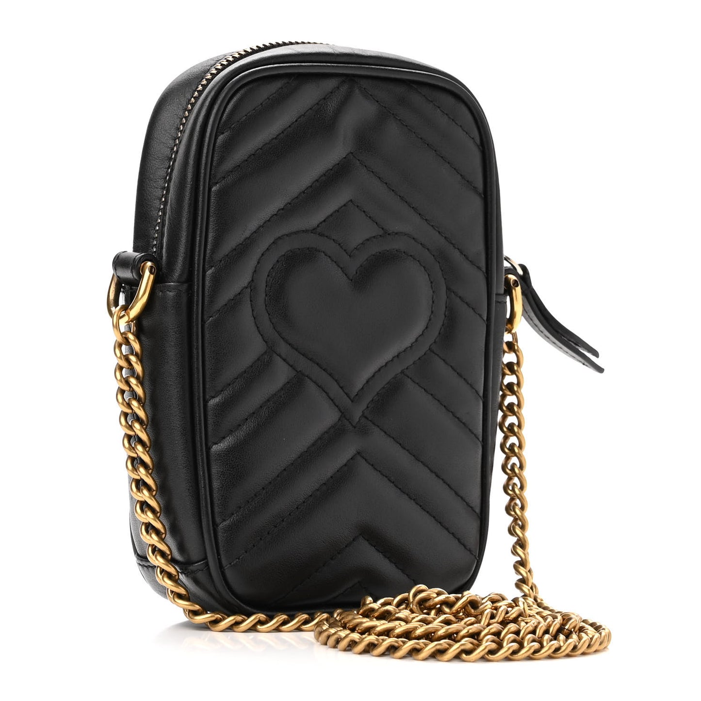Calfskin Matelasse Mini GG Marmont Crossbody Bag Black