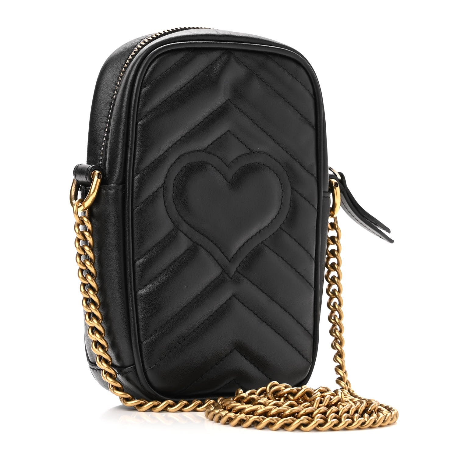 Gucci Calfskin Matelasse Mini GG Marmont Crossbody Bag Black 3 of 11