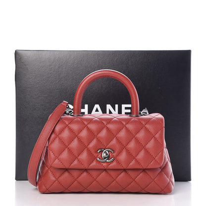 Chanel Caviar Quilted Mini Coco Handle Flap Dark Red 13 of 13