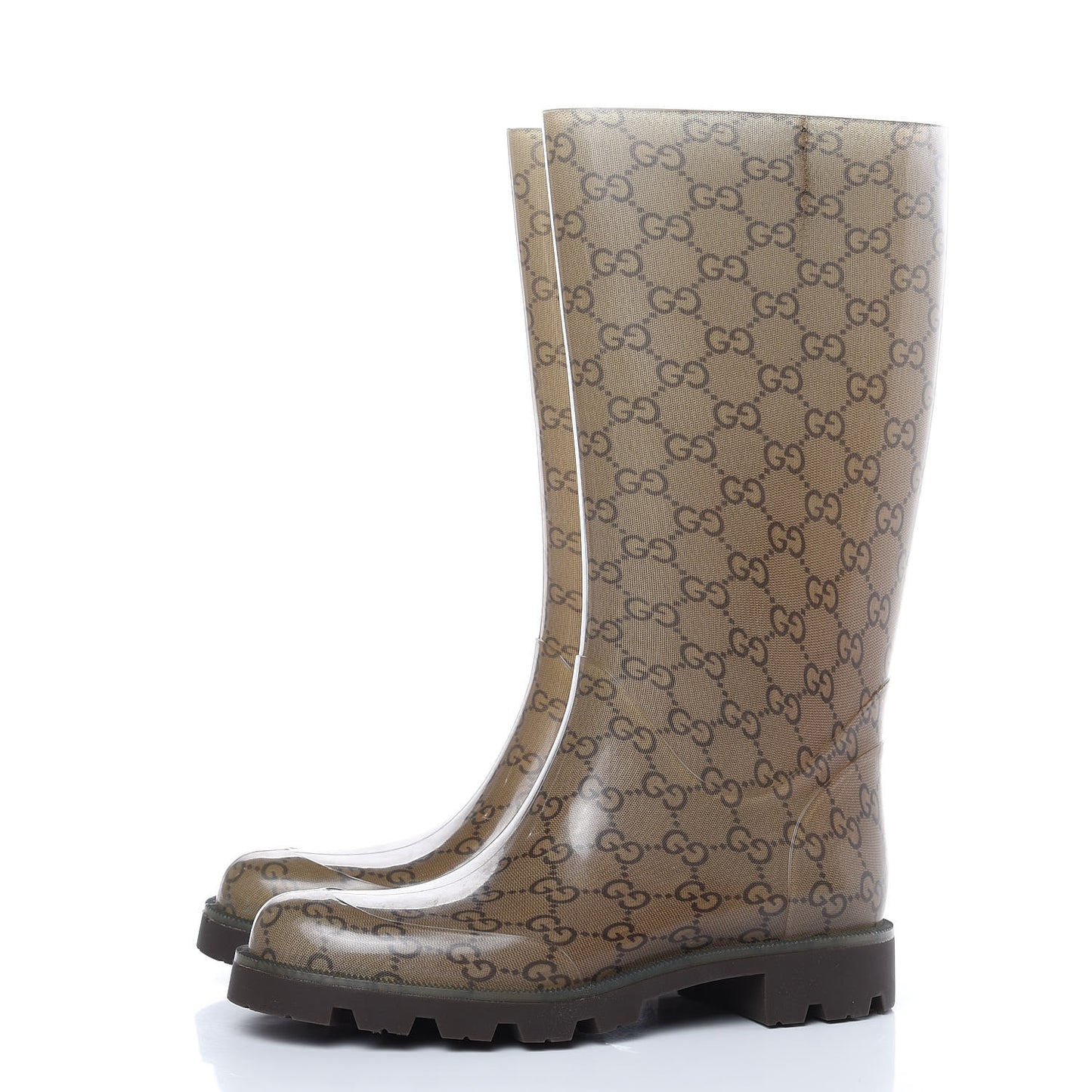 Rubber Monogram Edinburg Rain Boots 36 Transparent Cocoa
