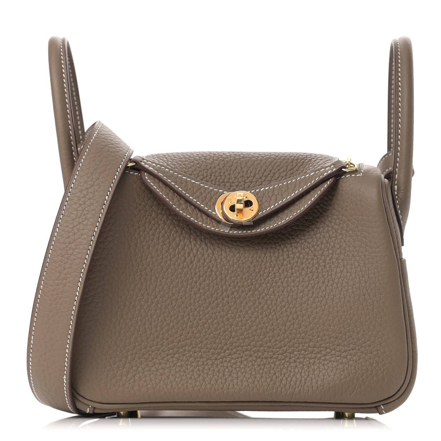 Hermes Taurillon Clemence Mini Lindy 20 Etoupe 1 of 9