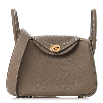 Hermes Taurillon Clemence Mini Lindy 20 Etoupe 1 of 9