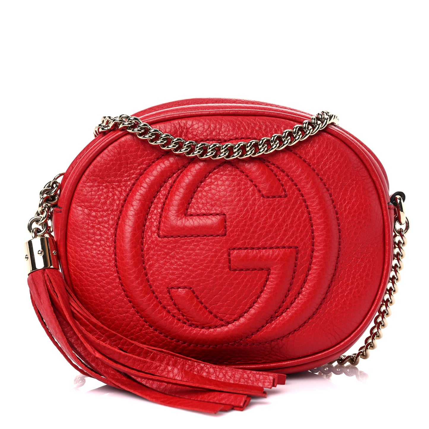 Pebbled Calfskin Mini Soho Chain Bag Tabasco Red