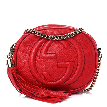 Gucci Pebbled Calfskin Mini Soho Chain Bag Tabasco Red 1 of 12