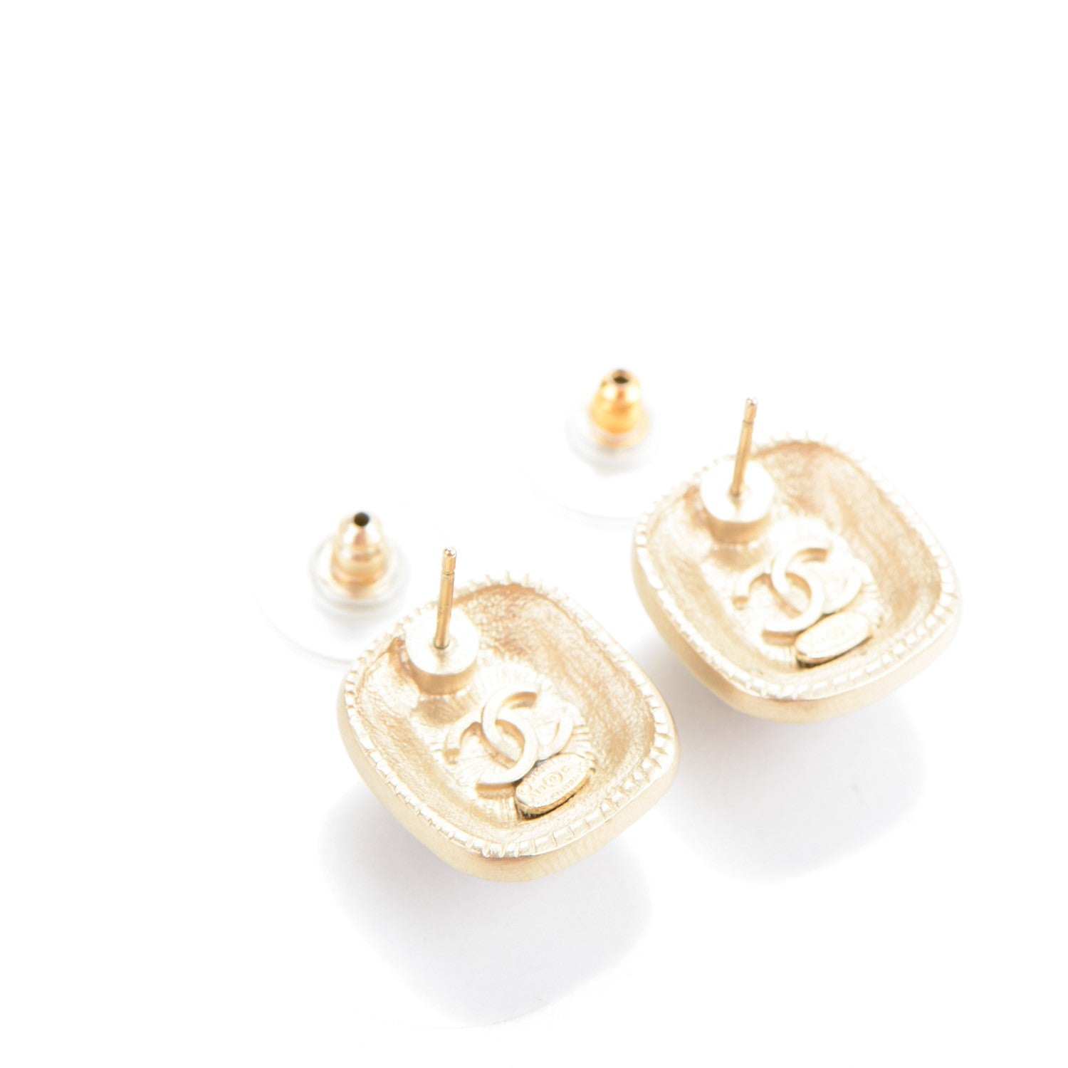 Chanel Glitter Enamel CC Earrings Brown Beige Gold 3 of 5