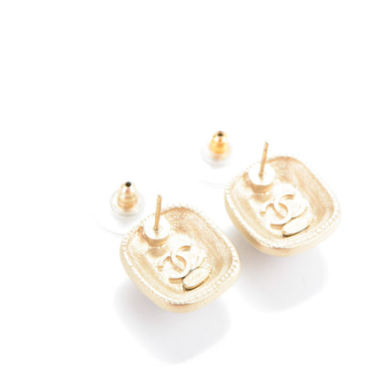 Chanel Glitter Enamel CC Earrings Brown Beige Gold 3 of 5