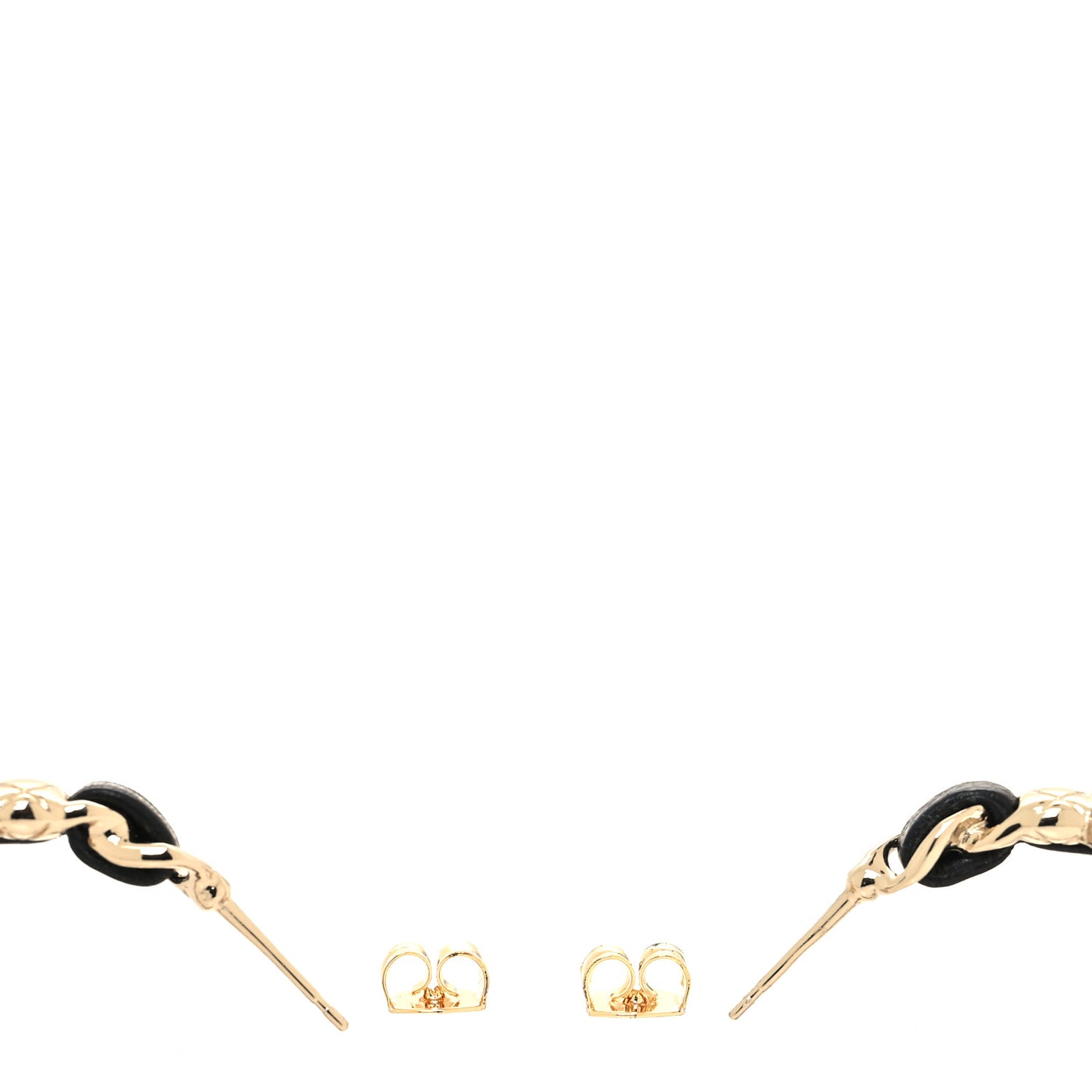 Lambskin CC Turnlock Chain Hoop Earrings Gold Black