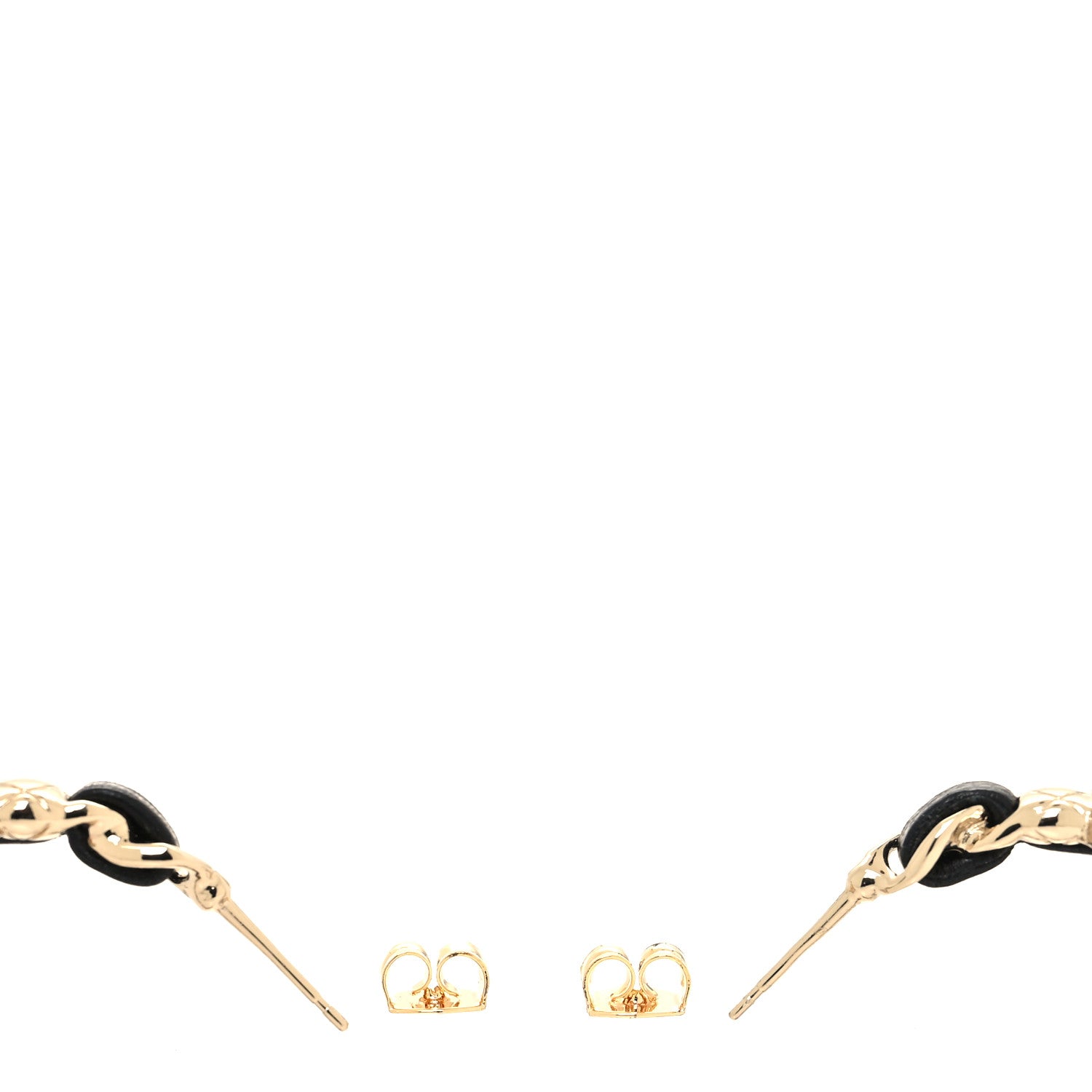 Chanel Lambskin CC Turnlock Chain Hoop Earrings Gold Black 3 of 5