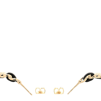Chanel Lambskin CC Turnlock Chain Hoop Earrings Gold Black 3 of 5