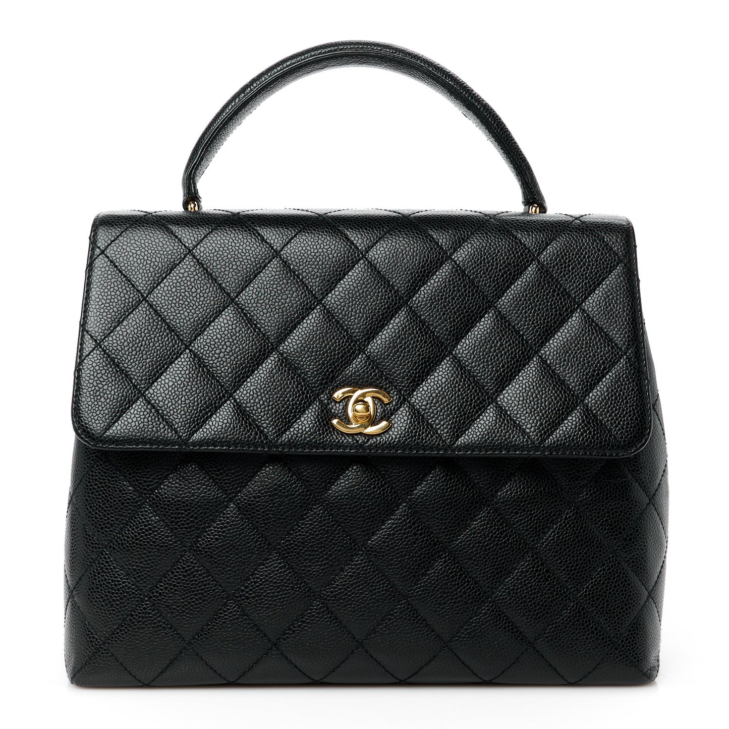 Caviar Quilted Jumbo Kelly Flap Black