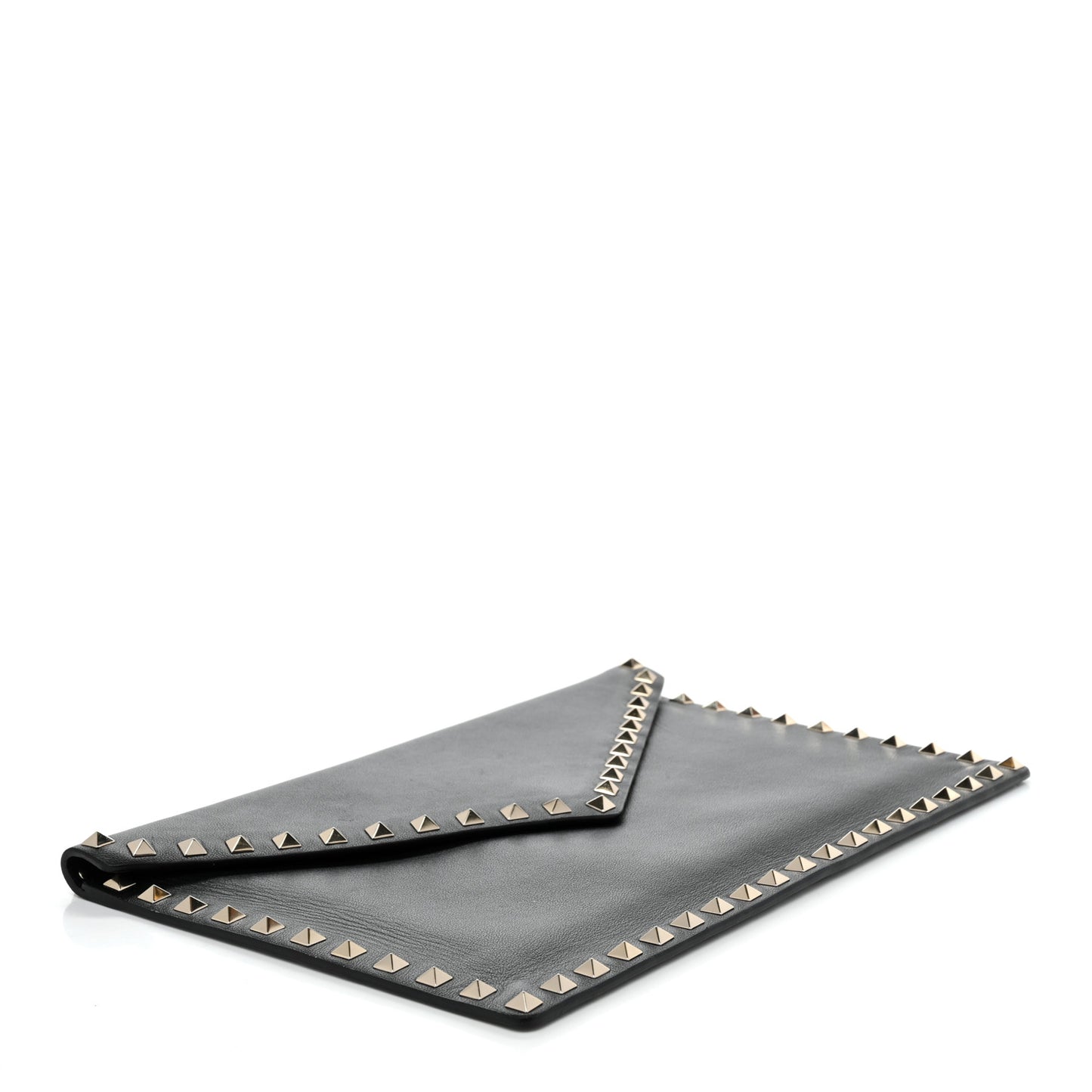 Vitello Large Rockstud Envelope Clutch Black