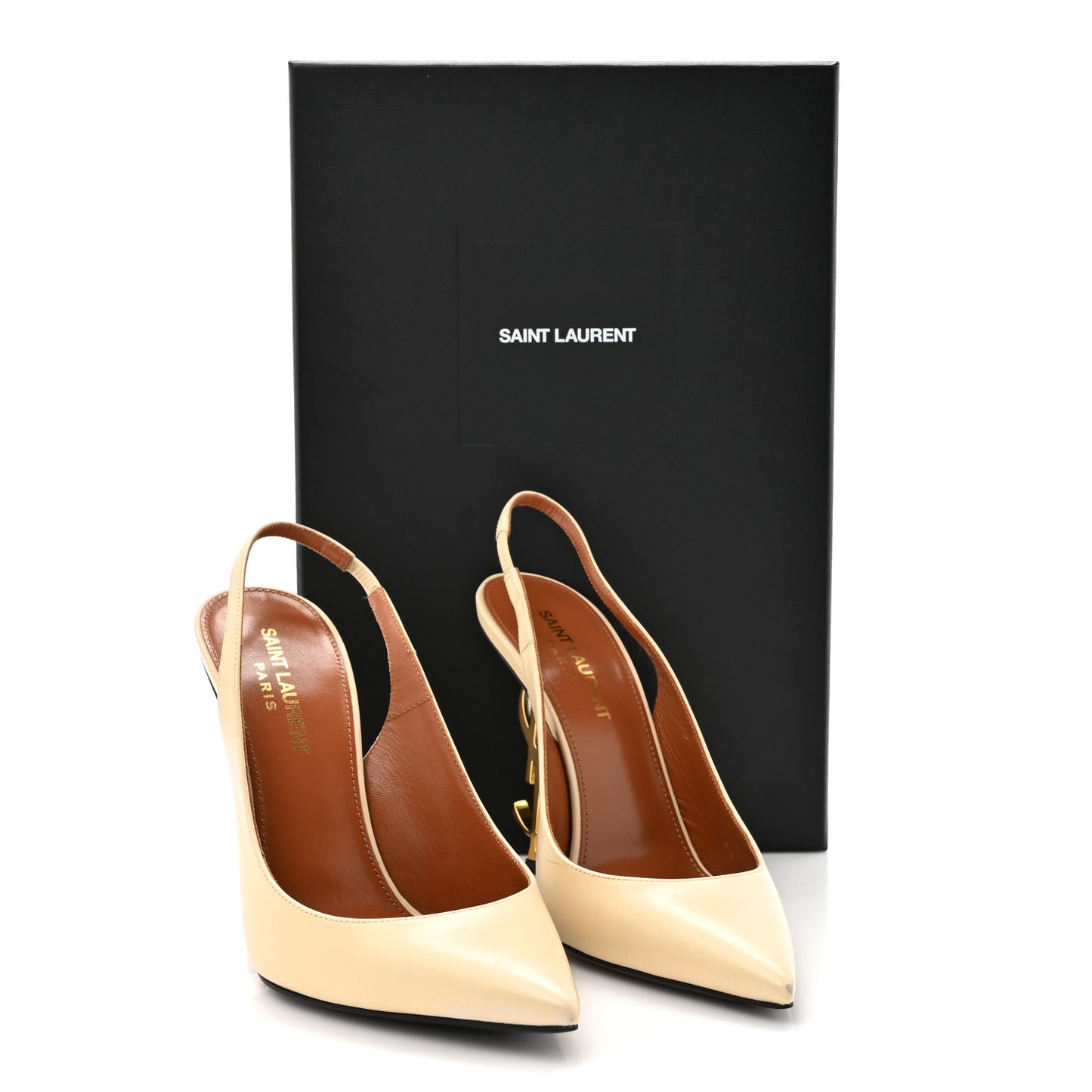 Calfskin Opyum 110 Slingback Pumps 36.5 Real Beige