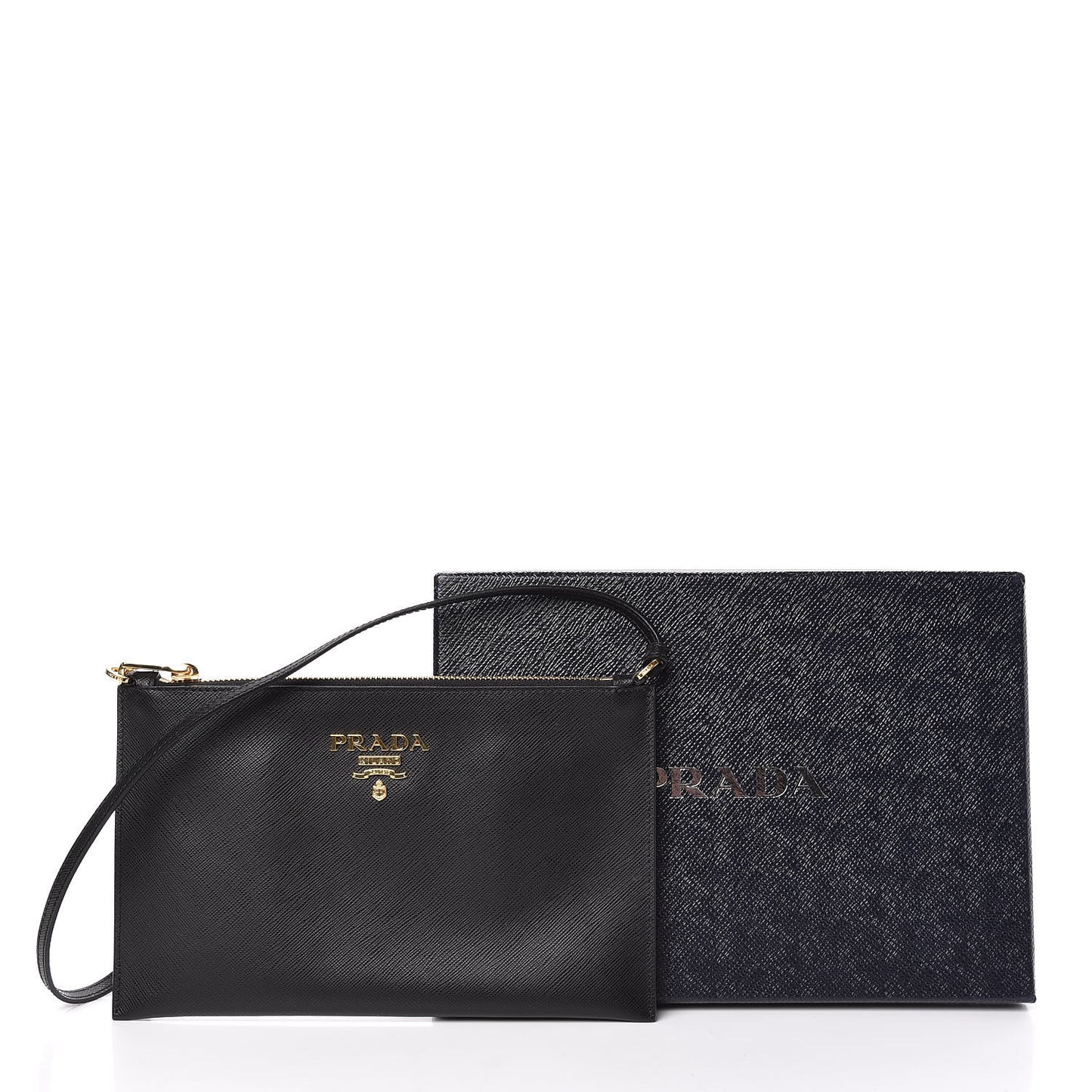 Saffiano Small Flat Pouch Black