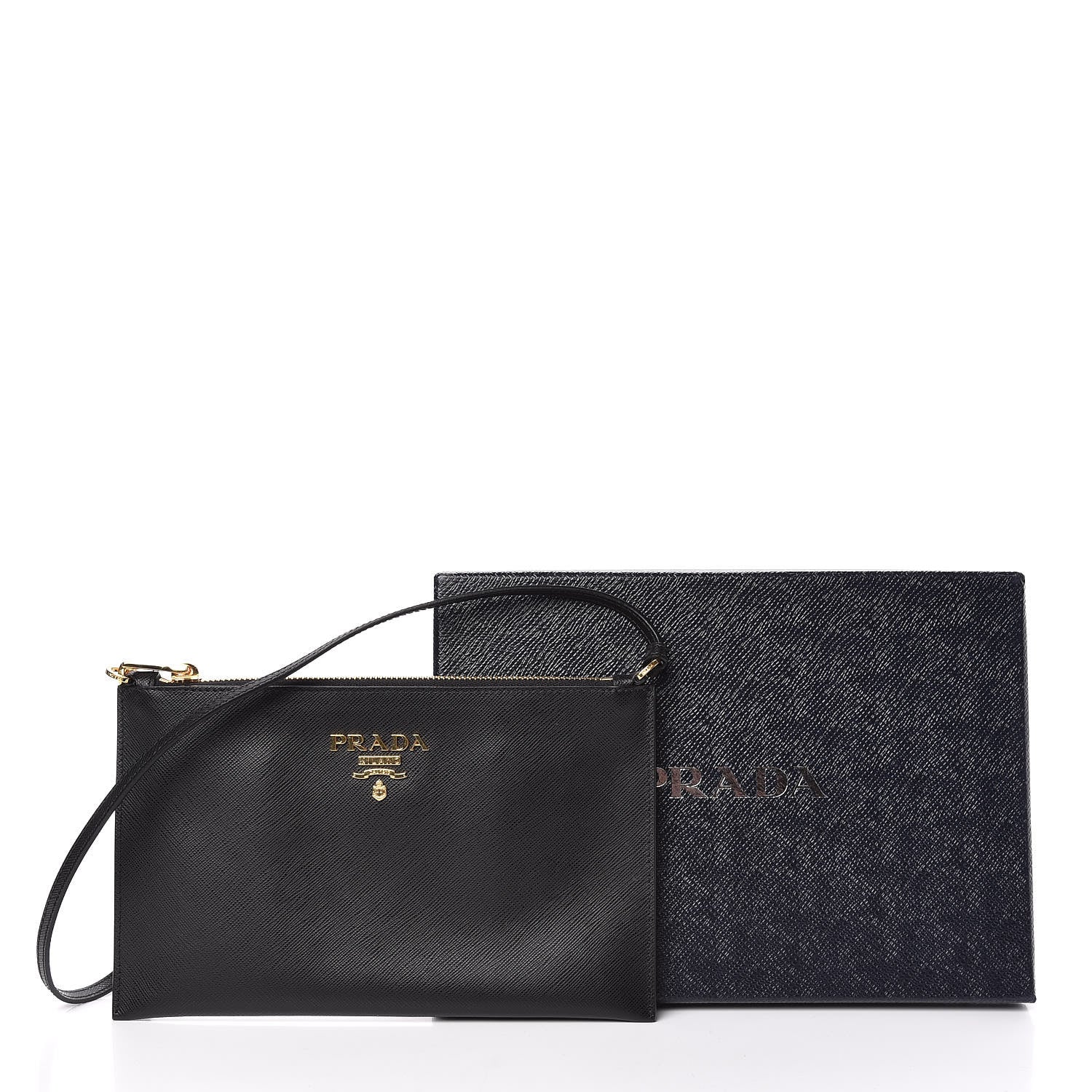 Prada Saffiano Small Flat Pouch Black 10 of 10