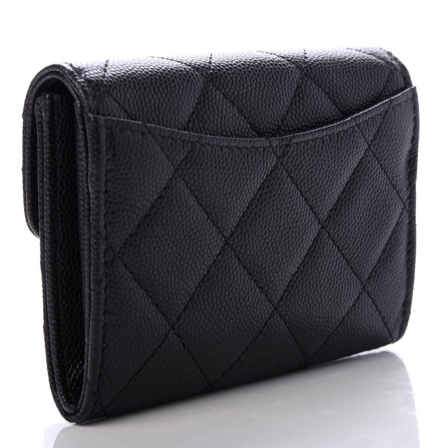 Chanel Caviar Quilted Flap Card Holder Wallet Black 3 of 9