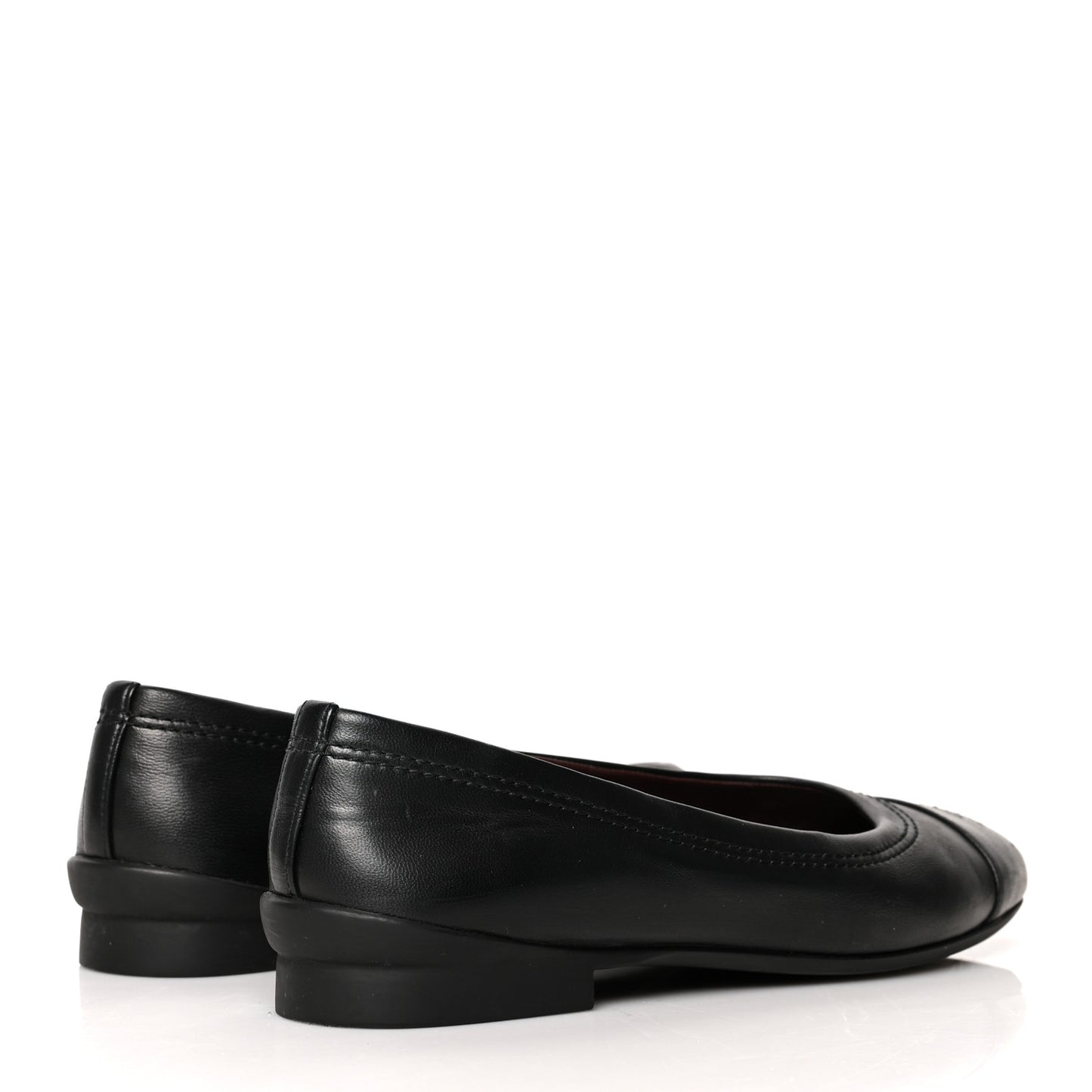 Lambskin Cap Toe Uniform Ballerina Flats 37.5 Black