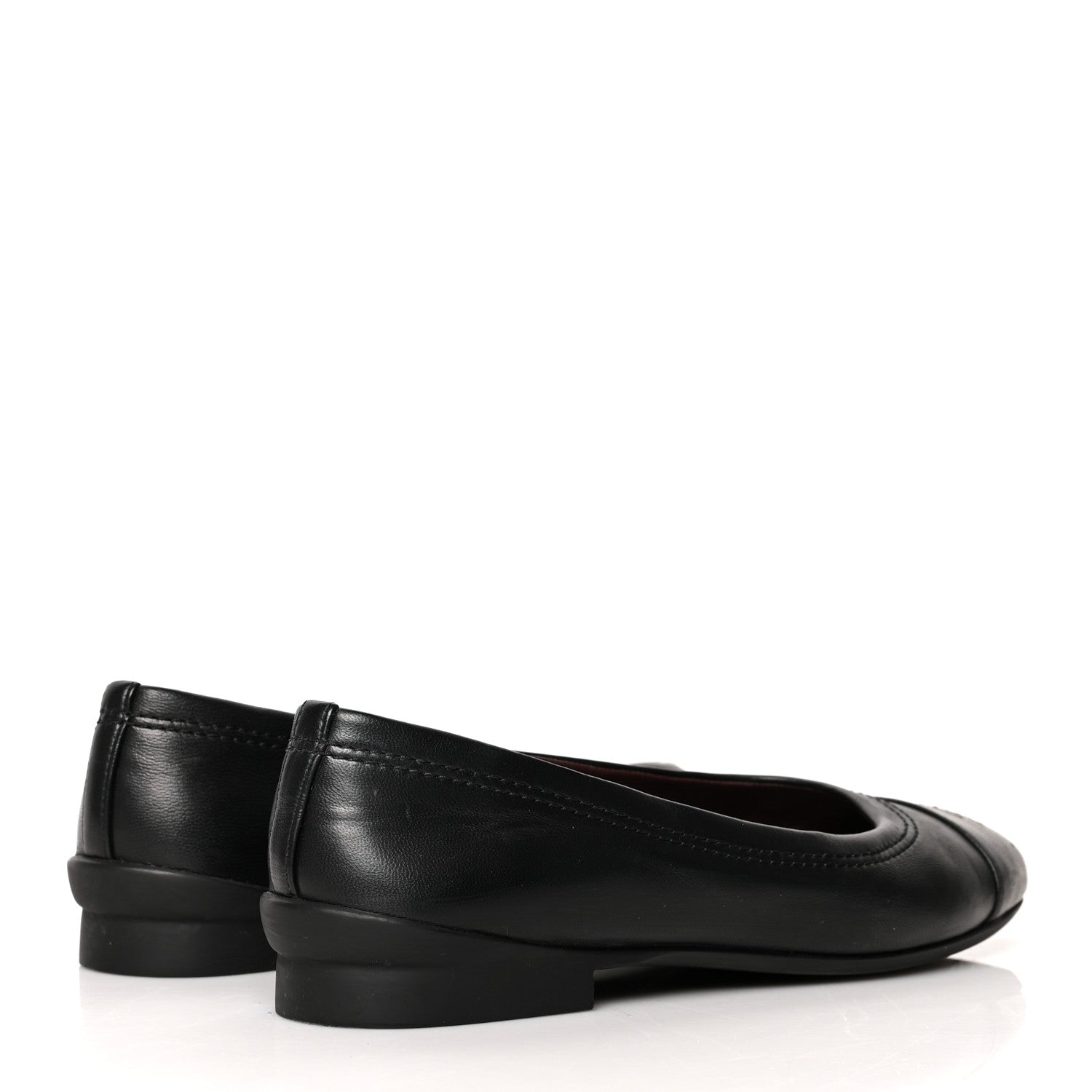 Chanel Lambskin Cap Toe Uniform Ballerina Flats 37.5 Black 4 of 9
