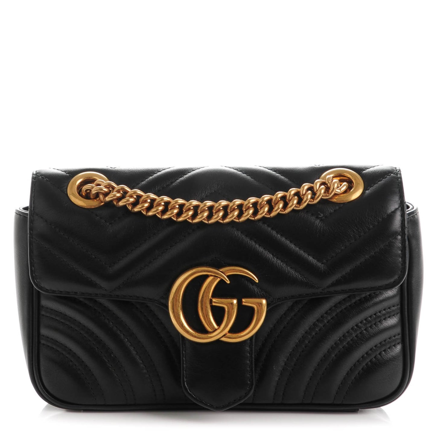 Calfskin Matelasse Mini GG Marmont Shoulder Bag Black