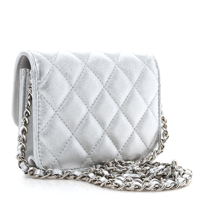 Chanel Metallic Lambskin Crystal Quilted Star Chain Belt Bag Silver 3 of 12