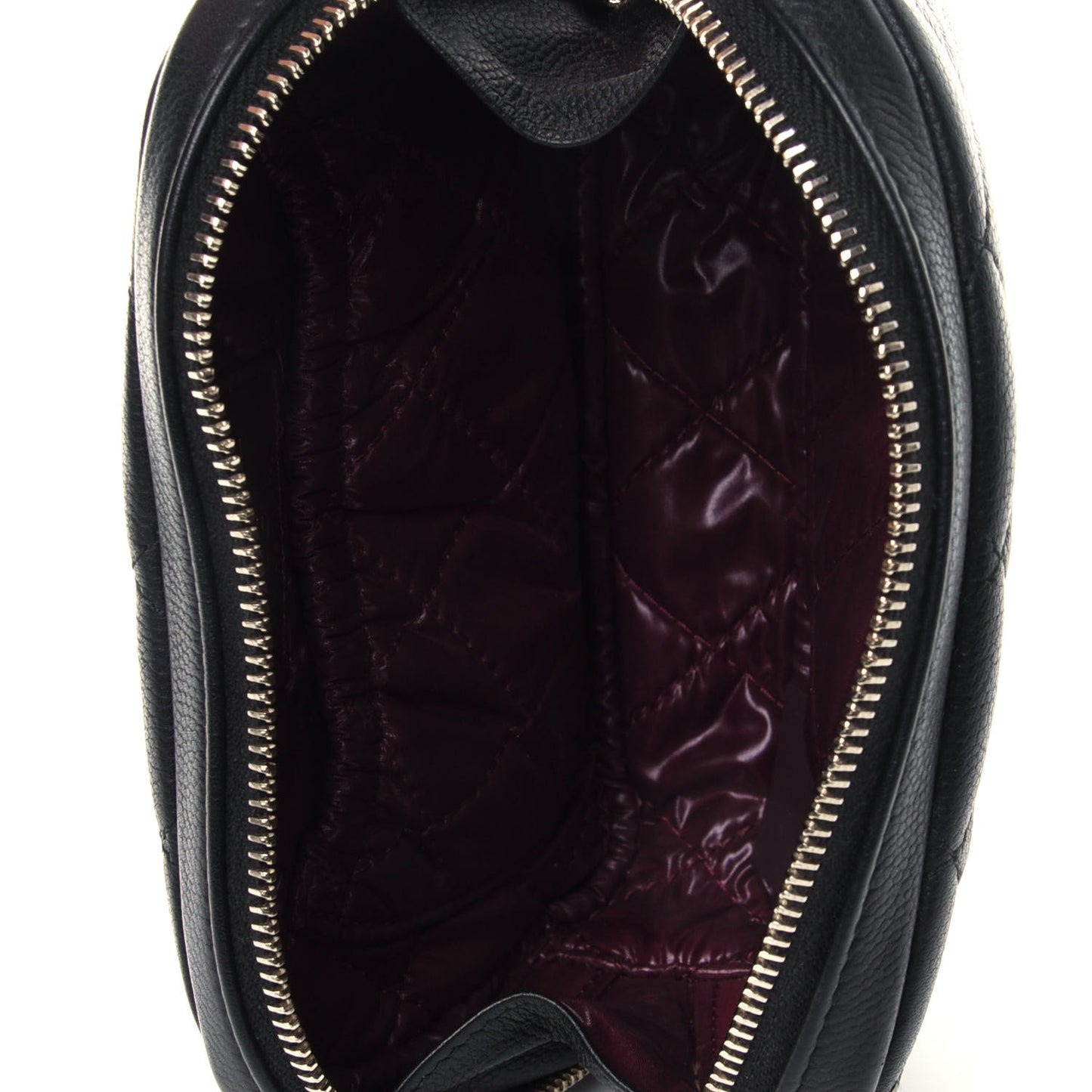 Caviar Quilted Small Curvy Pouch Cosmetic Case Black