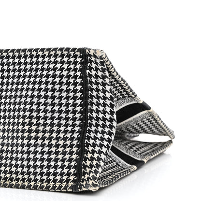 Christian Dior Canvas Houndstooth Embroidered Book Tote Black White 10 of 13