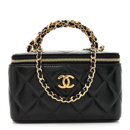 Chanel Shiny Calfskin Quilted Pick Me Up Vanity Case Black 1 of 13