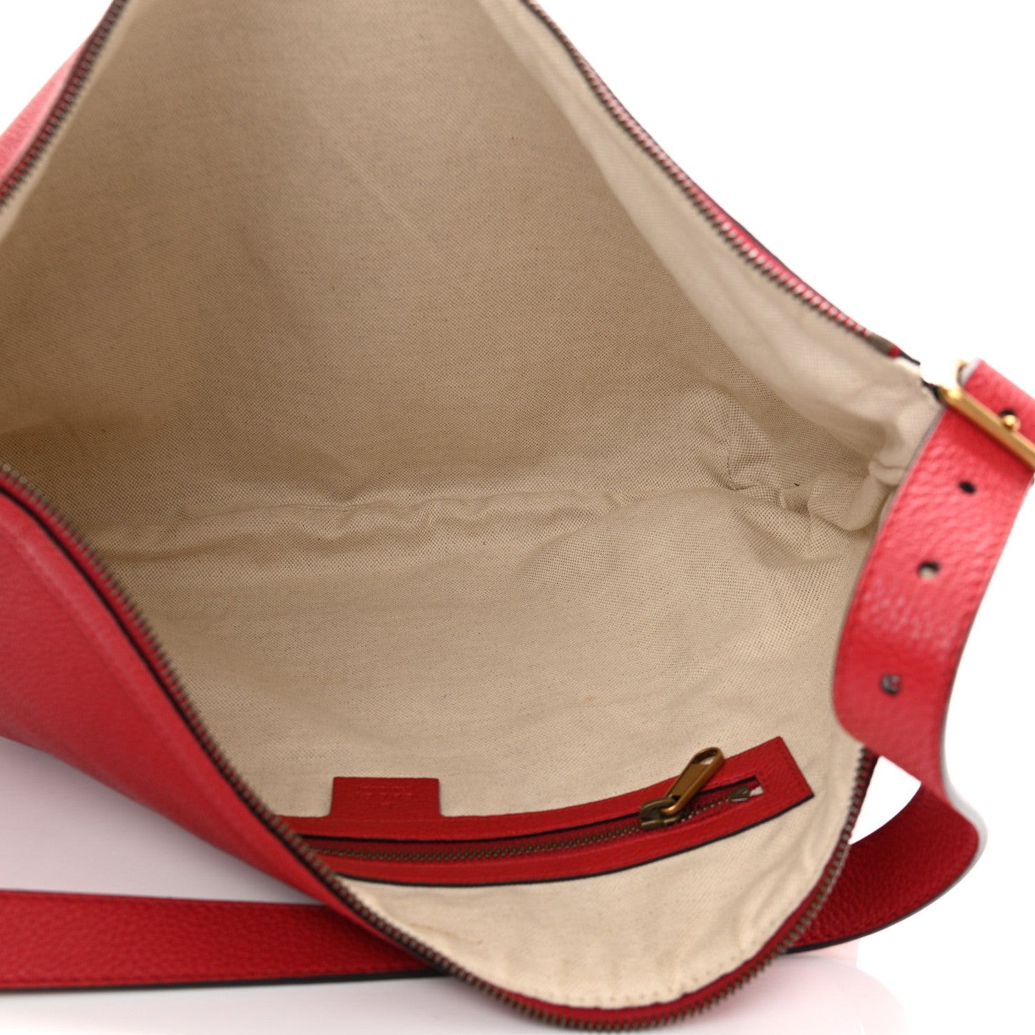Gucci Grained Calfskin Logo Half Moon Hobo Red 4 of 11