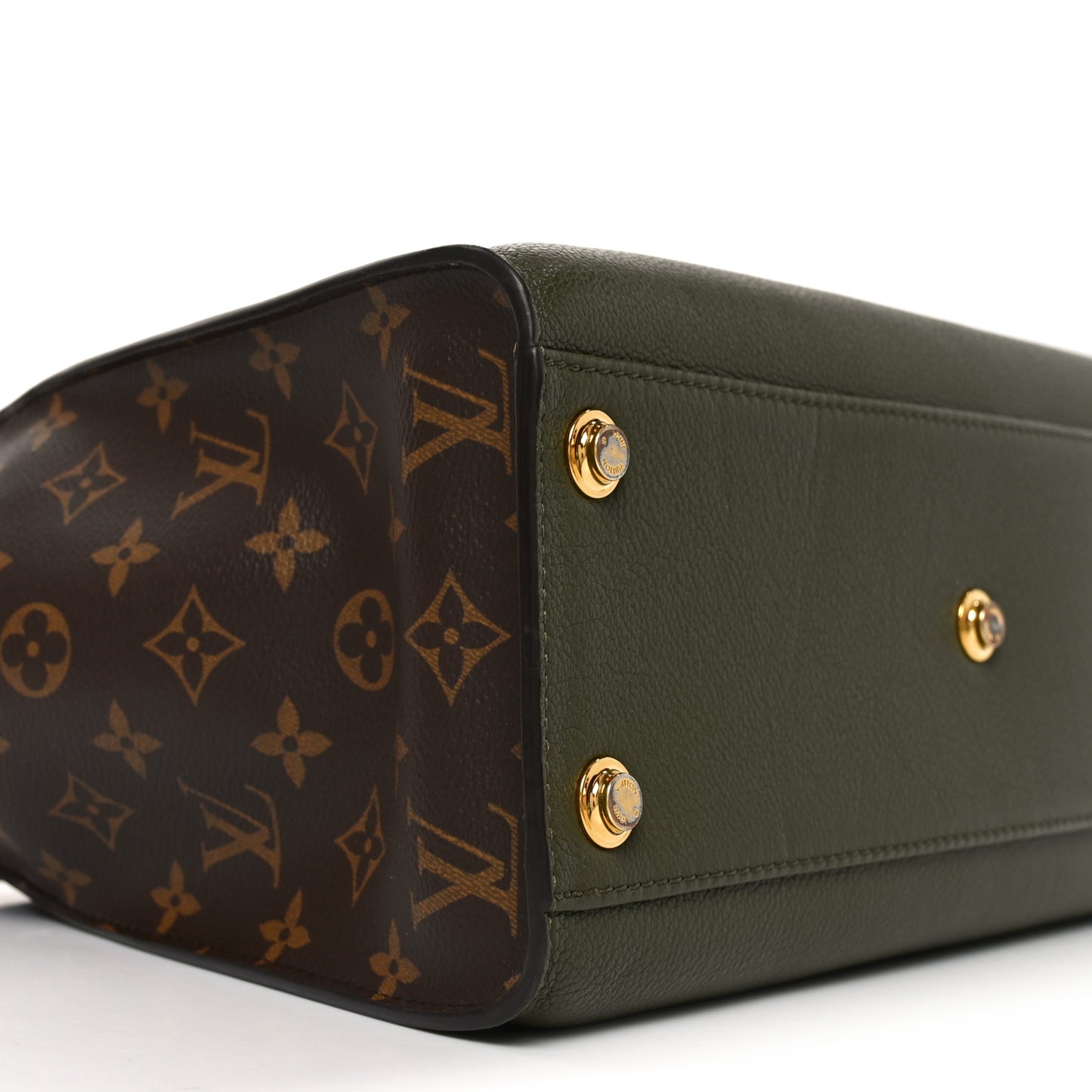 Calfskin Monogram On My Side MM Laurier Green Toffee Latte Beige