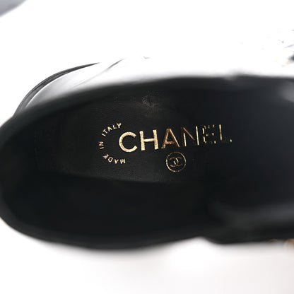 Chanel Shiny Calfskin Quilted Lace Up Combat Boots 36.5 Black 7 of 16