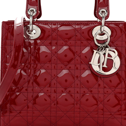 Christian Dior Patent Cannage Medium Lady Dior Burgundy Red 7 of 9